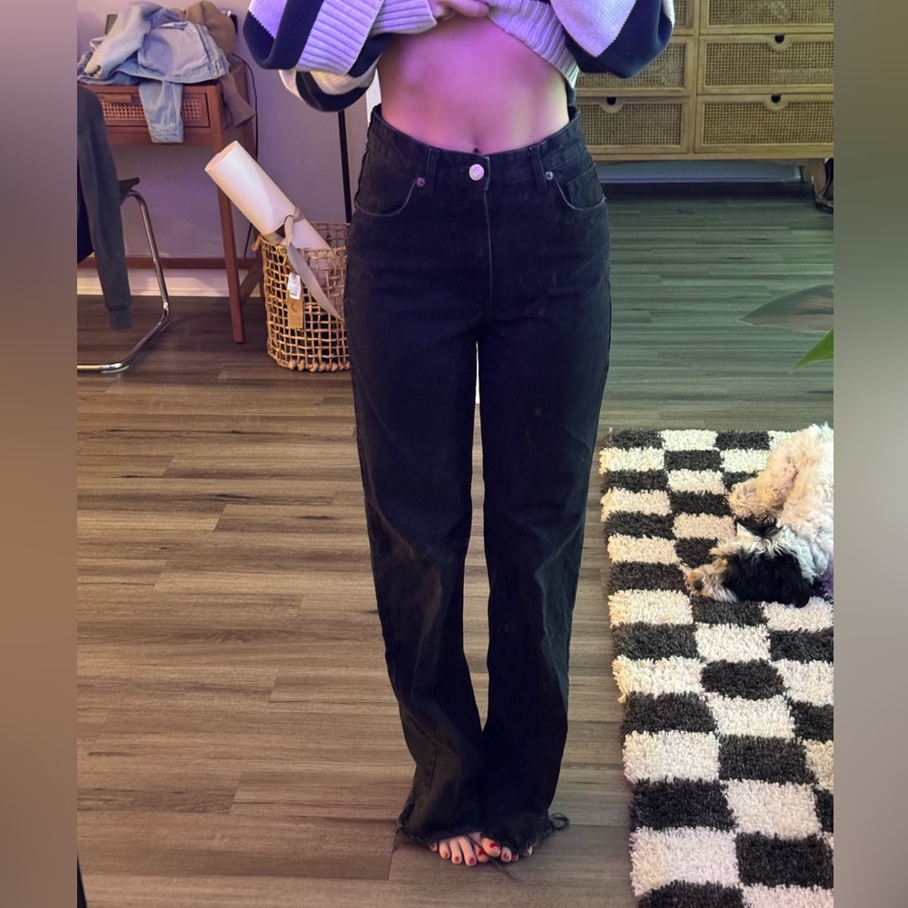 Zara straight leg high waisted black pant